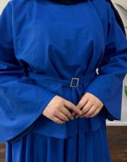 mavi pamuklu kemerli etekli takım 2