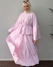 pudra pamuklu kemerli etekli takım 2