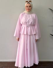 pudra pamuklu kemerli etekli takım 4