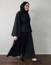 siyah pamuklu kemerli etekli takım 2