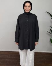 füme modal dik yakalı gömlek 2