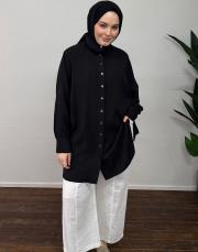 siyah modal dik yakalı gömlek 2