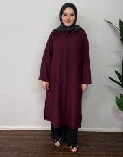 bordo iris keten dokulu enjoy tunik 2