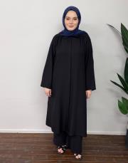 siyah keten dokulu enjoy tunik