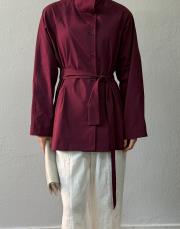 bordo frezya poplin trenç gömlek 3