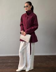 bordo frezya poplin trenç gömlek 4