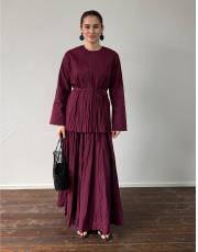 bordo gardenya poplin kraşlı takım 2