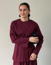 bordo gardenya poplin kraşlı takım 3