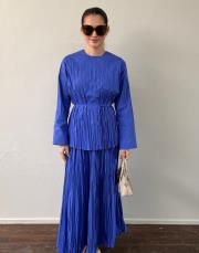 mavi gardenya poplin kraşlı takım 3