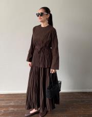 acı kahve gardenya poplin kraşlı takım 2