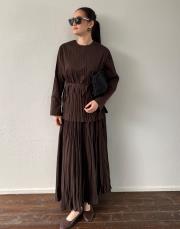 acı kahve gardenya poplin kraşlı takım 4