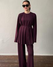 bordo orkide modal yarım fermuarlı takım 2