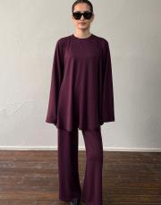 bordo orkide modal yarım fermuarlı takım 3