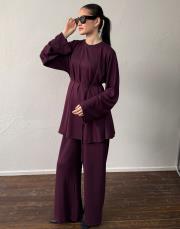 bordo orkide modal yarım fermuarlı takım 4