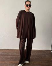 kahverengi orkide modal yarım fermuarlı takım 2