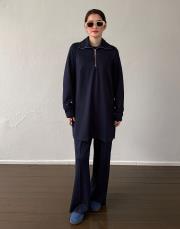 lacivert orkide modal yarım fermuarlı takım 2