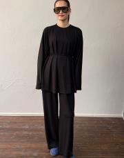 siyah orkide modal yarım fermuarlı takım 2