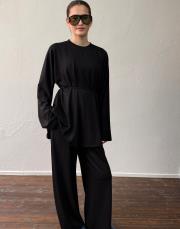 siyah orkide modal yarım fermuarlı takım 3