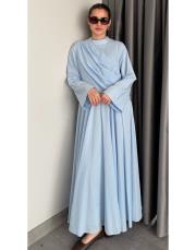 açık mavi pamuklı allerli elbise 2