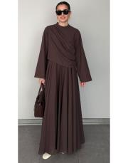 kahverengi pamuklı allerli elbise 2