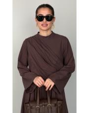 kahverengi pamuklı allerli elbise 3