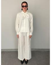 beyaz pamuklu seyyar fularlı gömlek 2