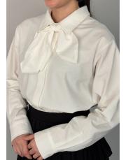 beyaz pamuklu seyyar fularlı gömlek 3