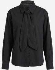 siyah pamuklu seyyar fularlı gömlek