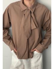 vizon pamuklu seyyar fularlı gömlek 3