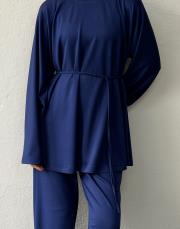 açık lacivert zambak modal volan formlu takım 3