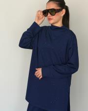 açık lacivert şakayık modal taşlı takım 3