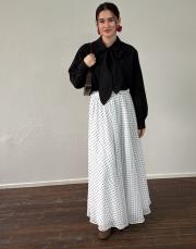 beyaz şifon pamuk astarlı etek 2