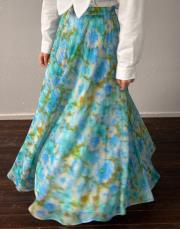 mavi şifon pamuk astarlı etek 3