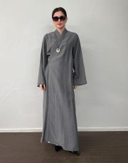 gri tensel kruvaze abaya 2