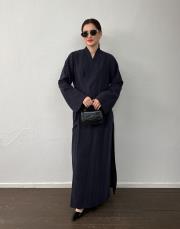lacivert tensel kruvaze abaya 2