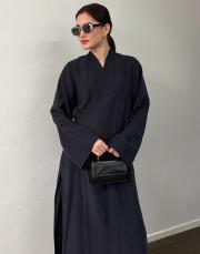 lacivert tensel kruvaze abaya 3