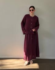 bordo müslin etekli takım 3