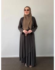 kahverengi modal karışımlı etekli takım