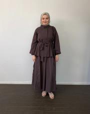 kahverengi pamuklu kısa trençkot 2