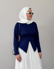 lacivert fulya modal bel oturtmalı bluz 3