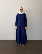 lacivert nergis modal sıfır kol elbise 2