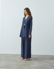 koyu lacivert tensel kimono takım 2