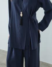 koyu lacivert tensel kimono takım 3