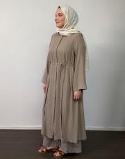 bej müslin yırtmaçlı uzun tunik 3