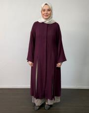 bordo müslin yırtmaçlı uzun tunik 2