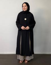 siyah müslin yırtmaçlı uzun tunik 2