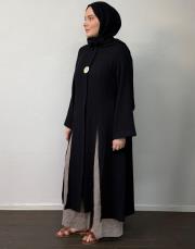 siyah müslin yırtmaçlı uzun tunik 3