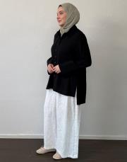siyah yasemin gofre ara boy gömlek 2