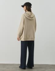 bej %100 pamuk fermuarlı kapüşonlu sweat 5