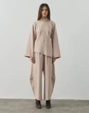 bej double asimetrik tunik